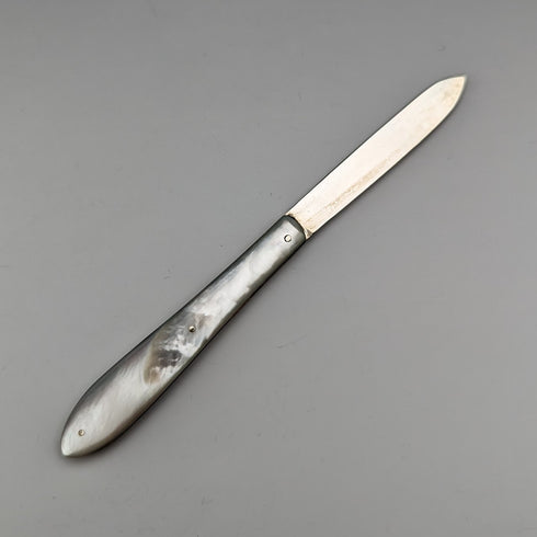 1913年 英国アンティーク 白蝶貝ハンドル 純銀ブレード ペンナイフ Joseph Rodgers